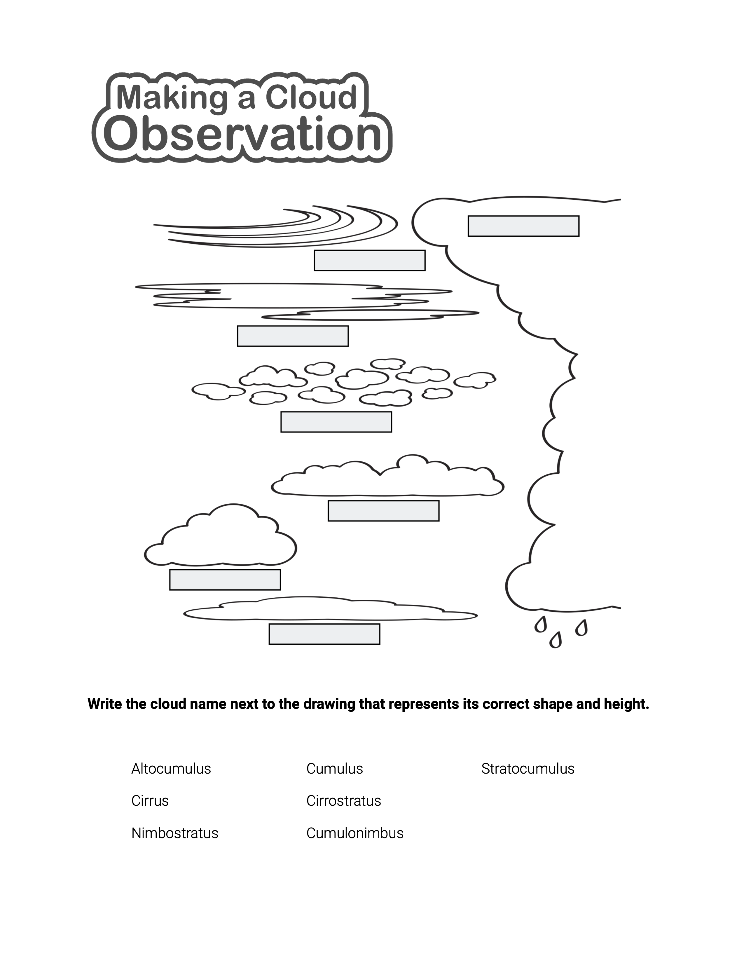 How to Make a Cloud Observation activity sheet cover