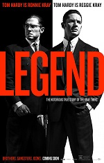 Two identical man in suits stand side by side. Movie poster. 