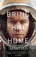 A man in a space suit faces the camera. Movie poster