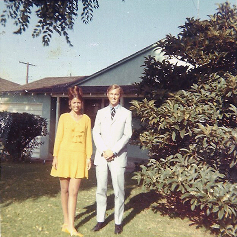 two teens posing for prom, 1970s