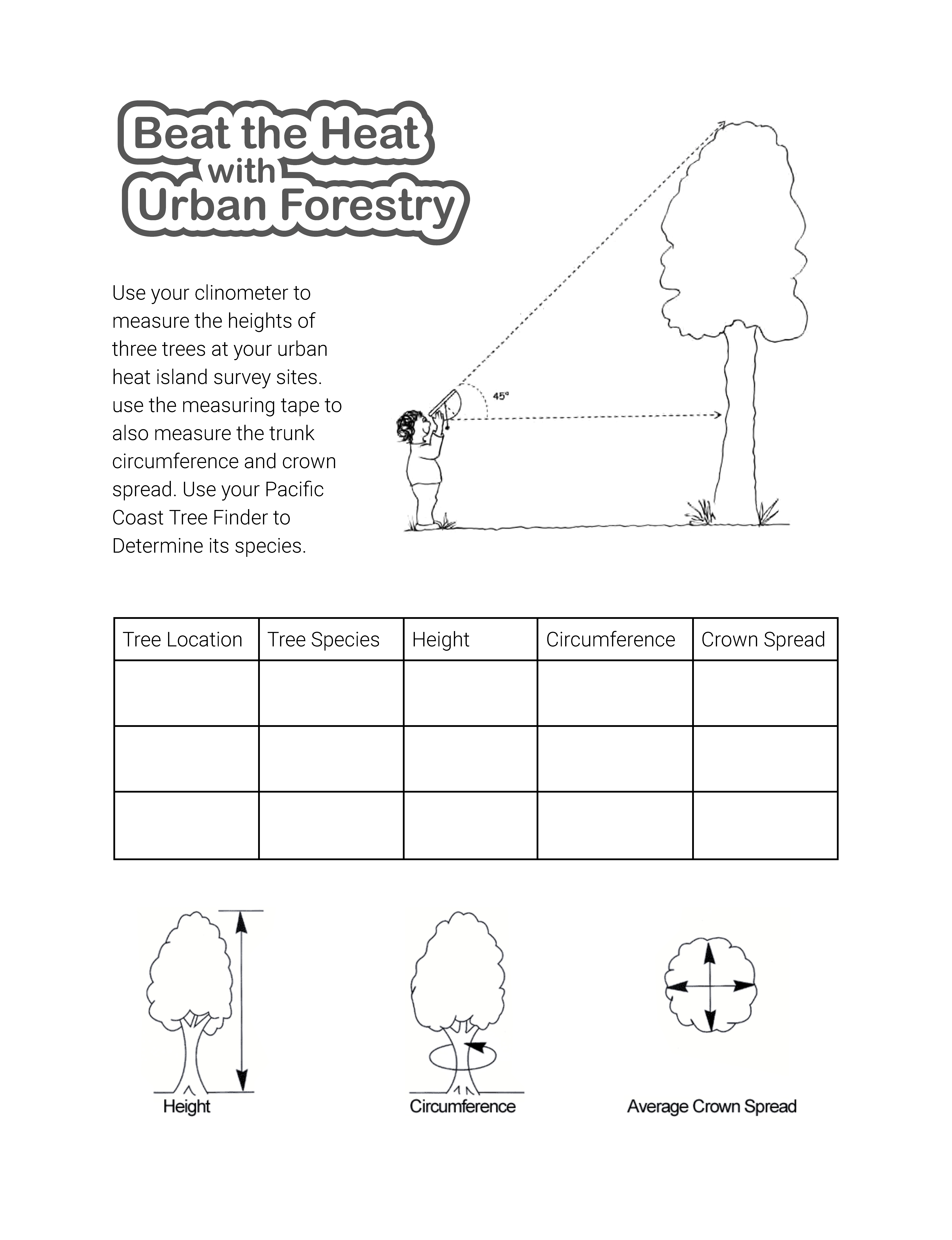 Beat the Heat with Urban Forestry activity sheet cover