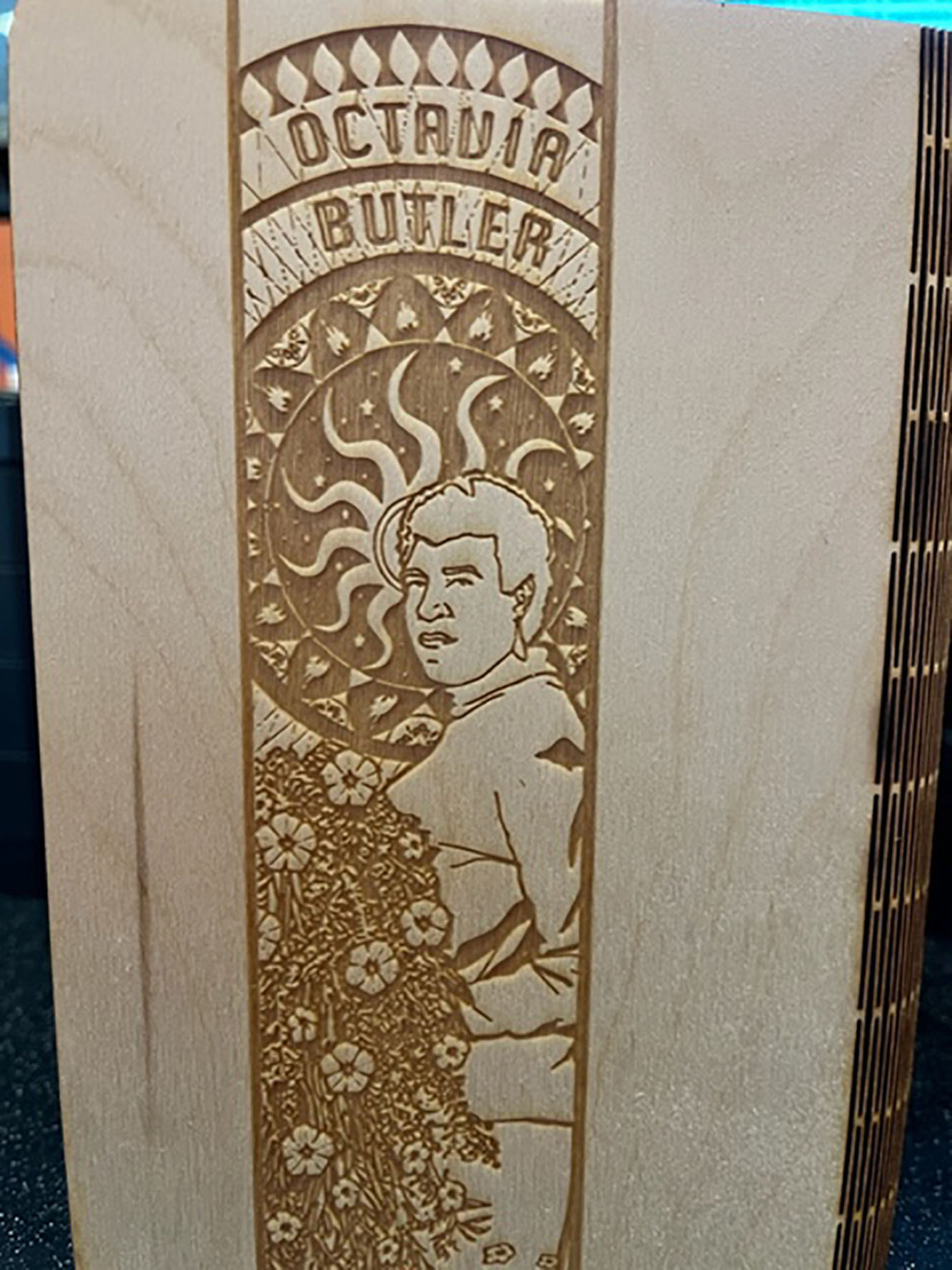 wood carving using 3d tool of Octavia Butler