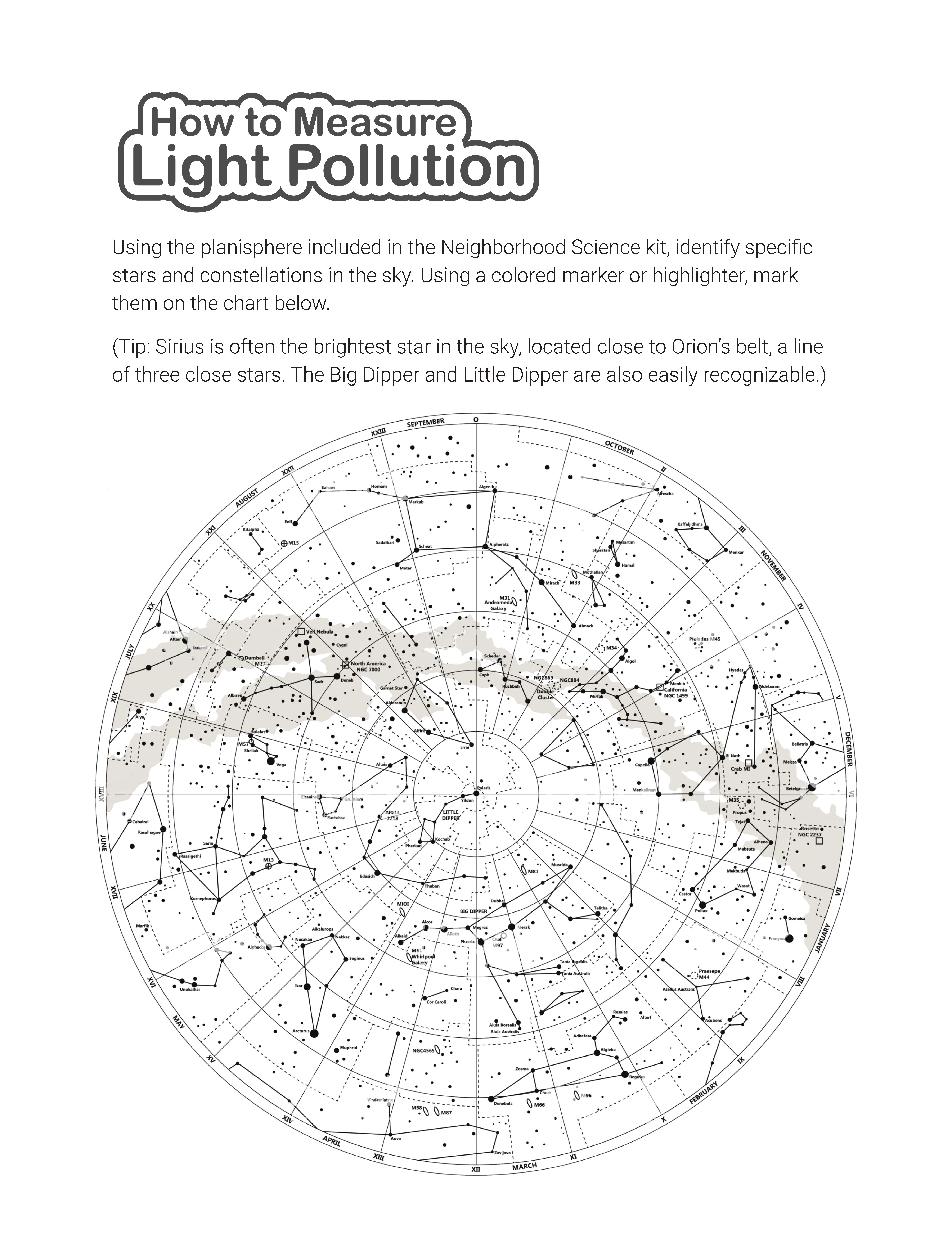 How to Measure Light Pollution activity sheet cover