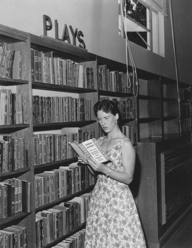 A woman reading Garden District by Tennessee Williams. Central Library’s Literature Department, circa 1958. Los Angeles Public Library Photo Collection.