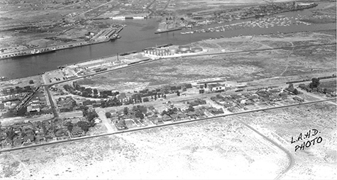 Circa 1935 image showing the extent of the fill that had moved the shoreline back nearly one mile
