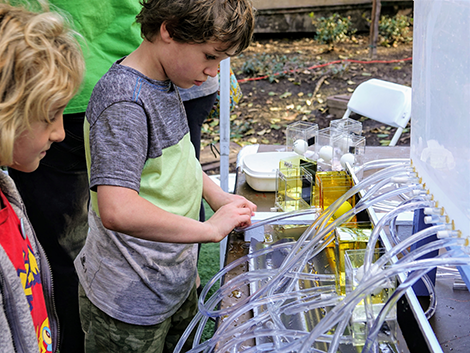 Kids with water computer