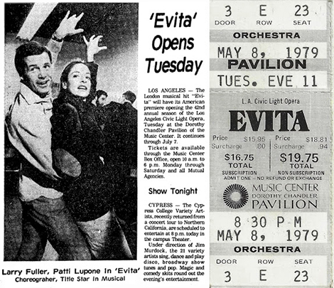 A ticket from opening night of Evita