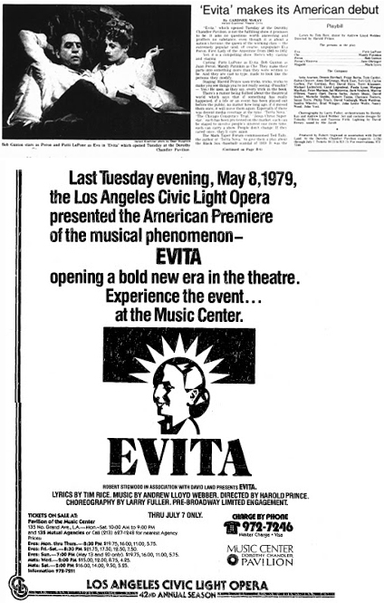 Garner McKay’s review of Evita featured in the May 10, 1979 edition of the Los Angeles Herald Examiner
