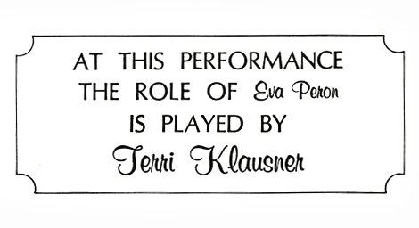 Insert announcement taken from the program announcing Klausner taking over the role for LuPone