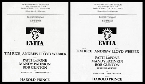 The original May program (left) did not bill Klausner as a cast member in the front page. This was changed in the June program (right), no doubt to reflect Klausner’s growing necessity to the production.