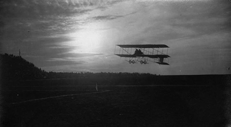 Biplane just after take-off
