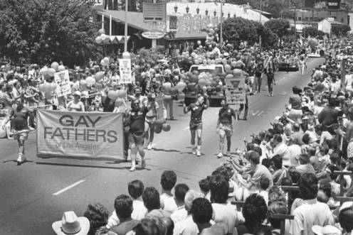 Gay fathers march down Santa Monica Boulevard