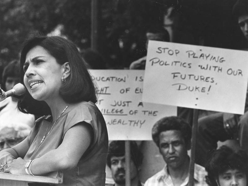 Gloria Molina joins protesters