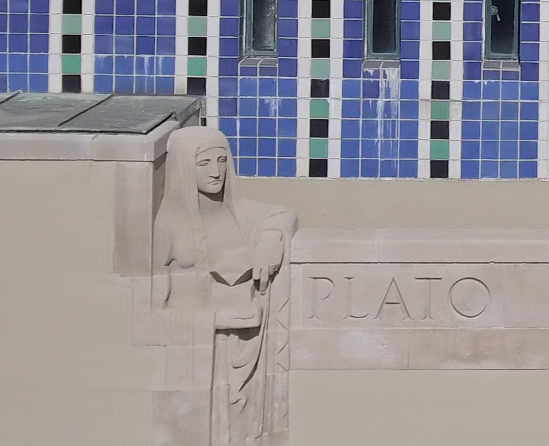 close-up of plato sculpture