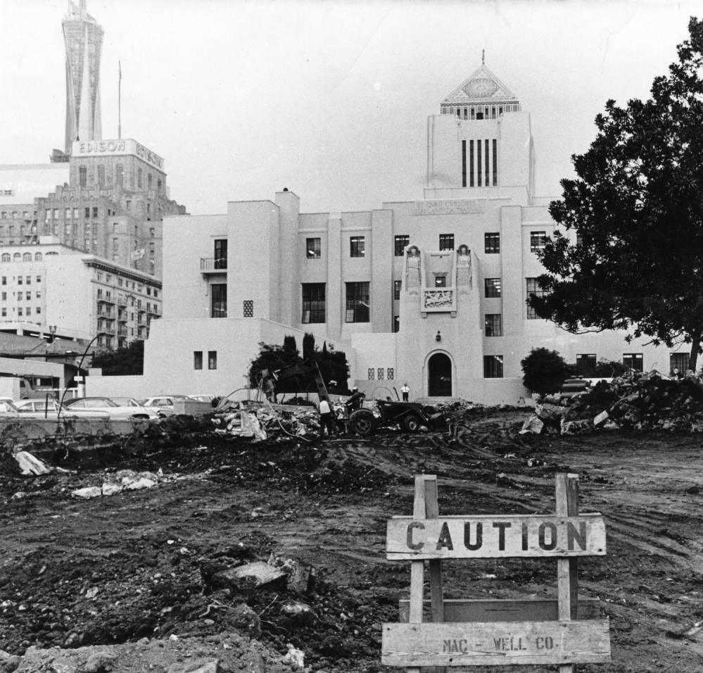library parking lot construction 1970