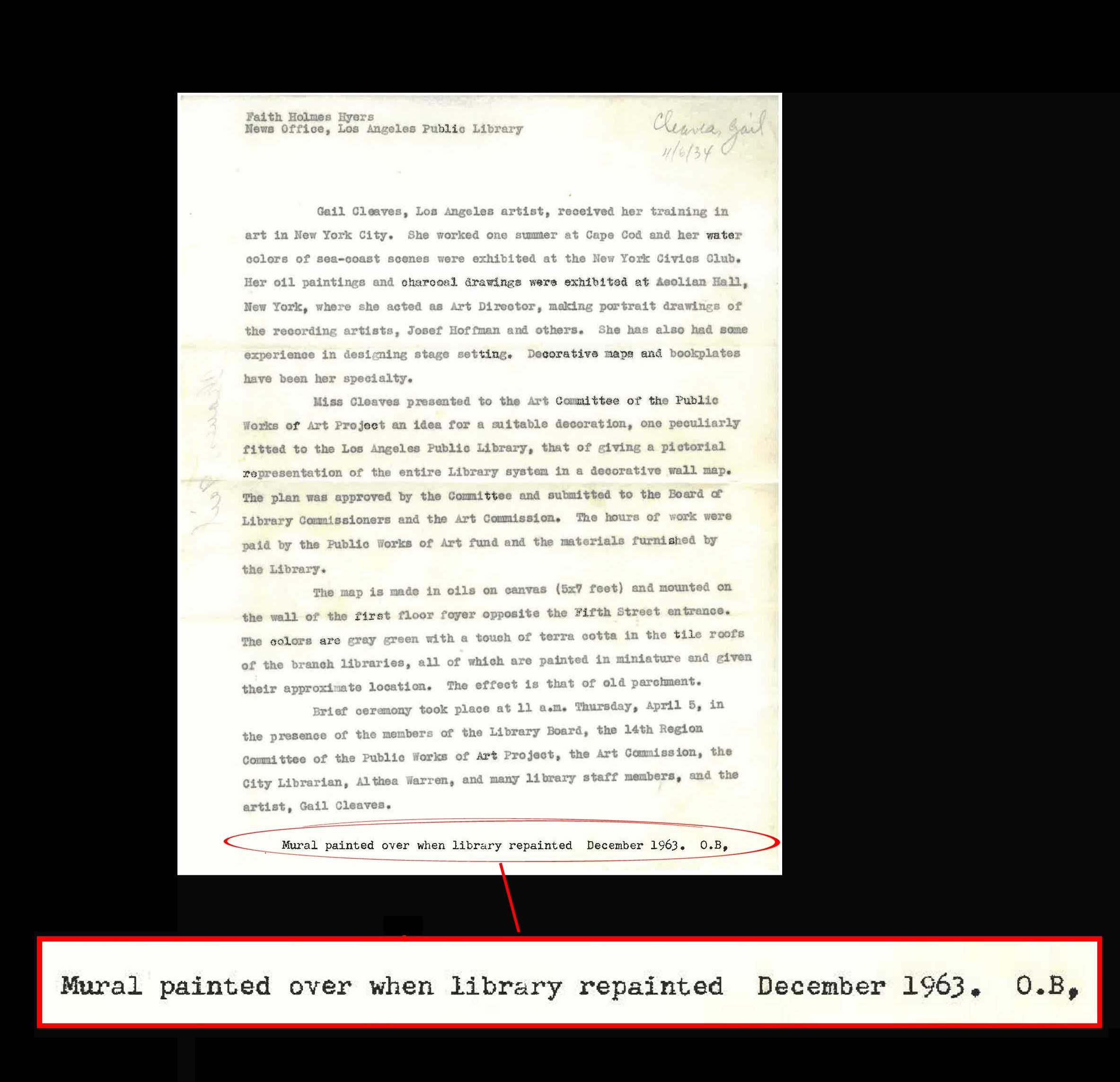 typewritten page from 1963