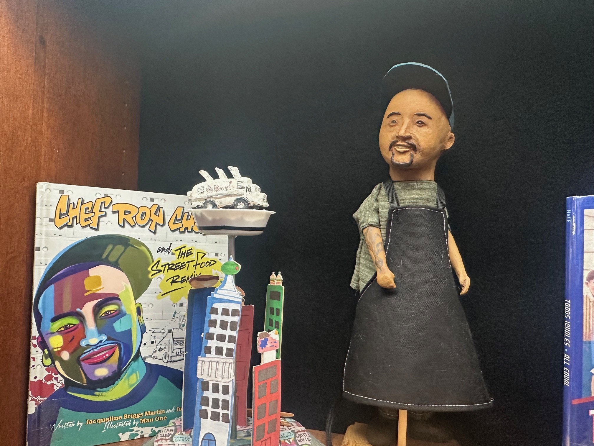 Chef Roy Puppet and the book Chef Roy Choi and the Street Food Remix