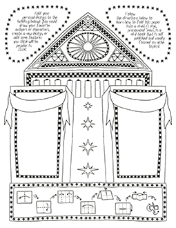 lline drawing of central library tower