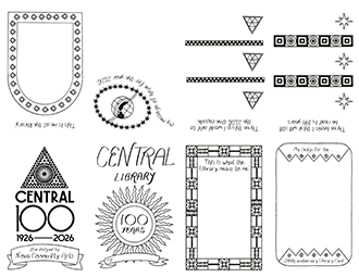 line drawing of central library