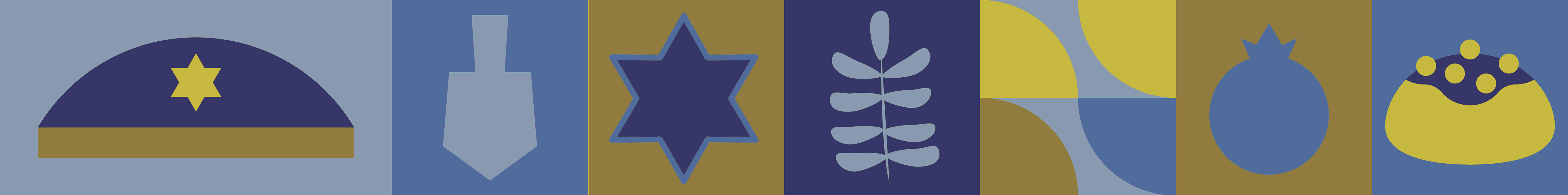 jewish symbols in shades of blue