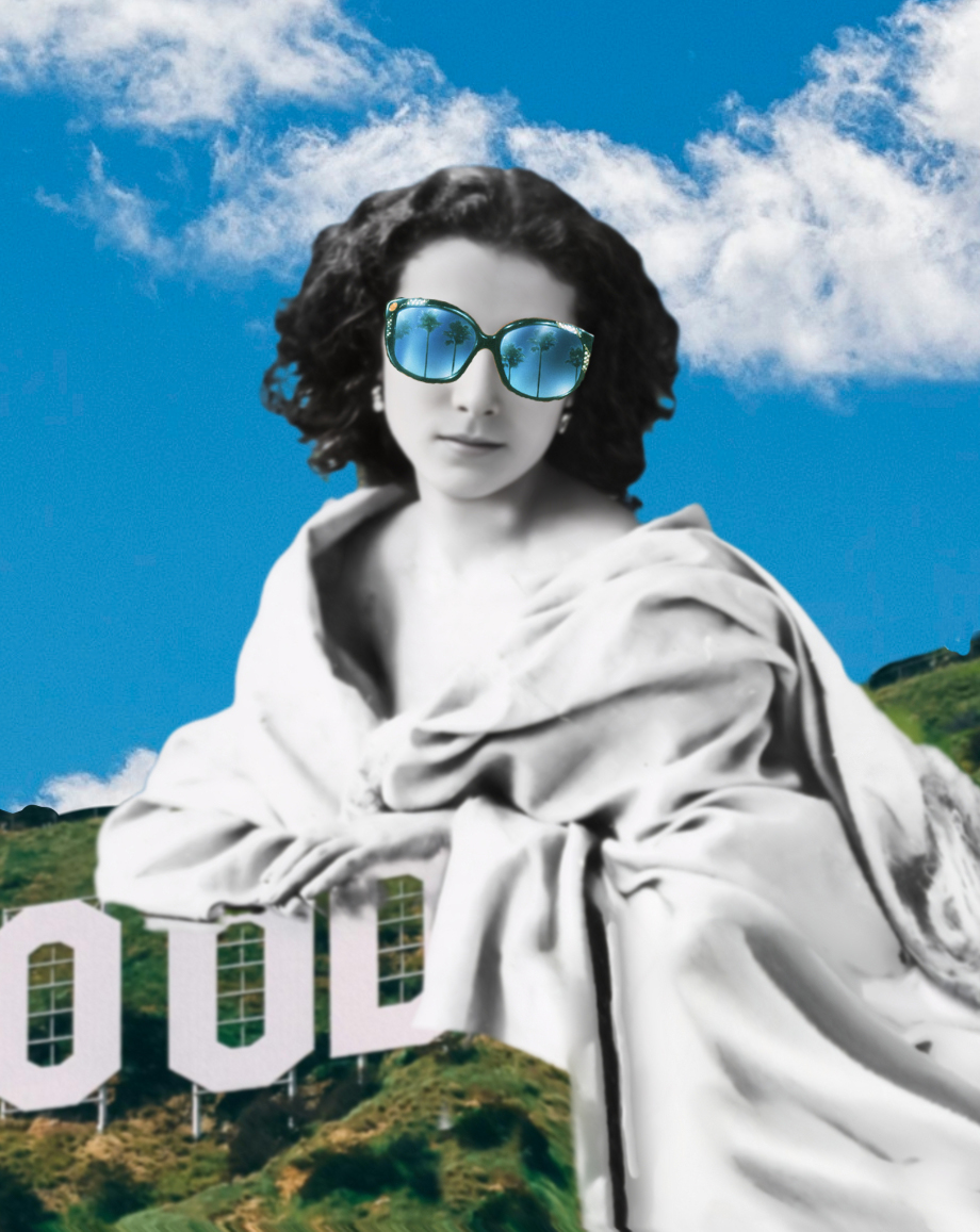 Sarah Bernhardt wearing sunglasses