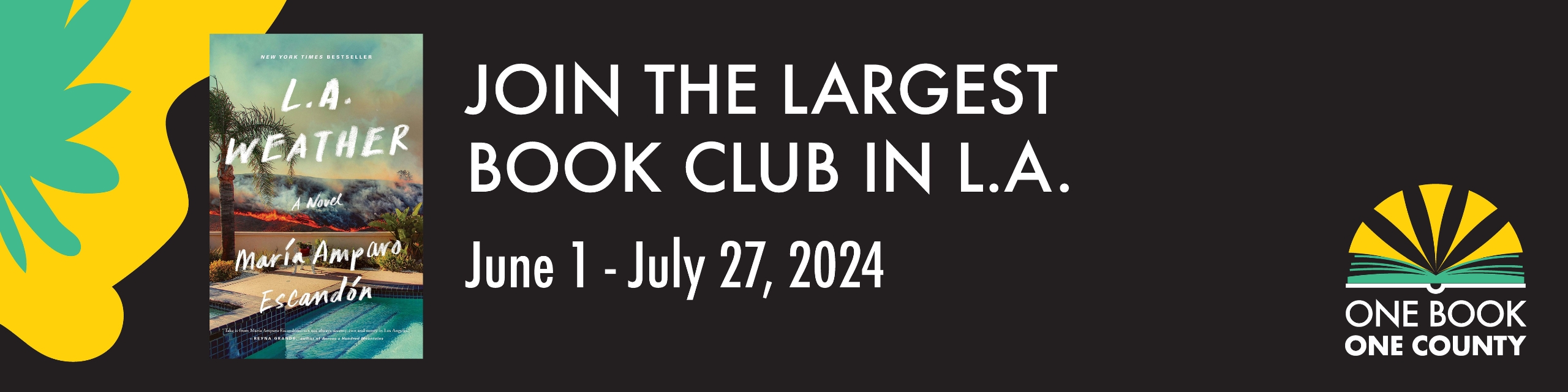 one book one county logo with the book cover, L.A. Weather