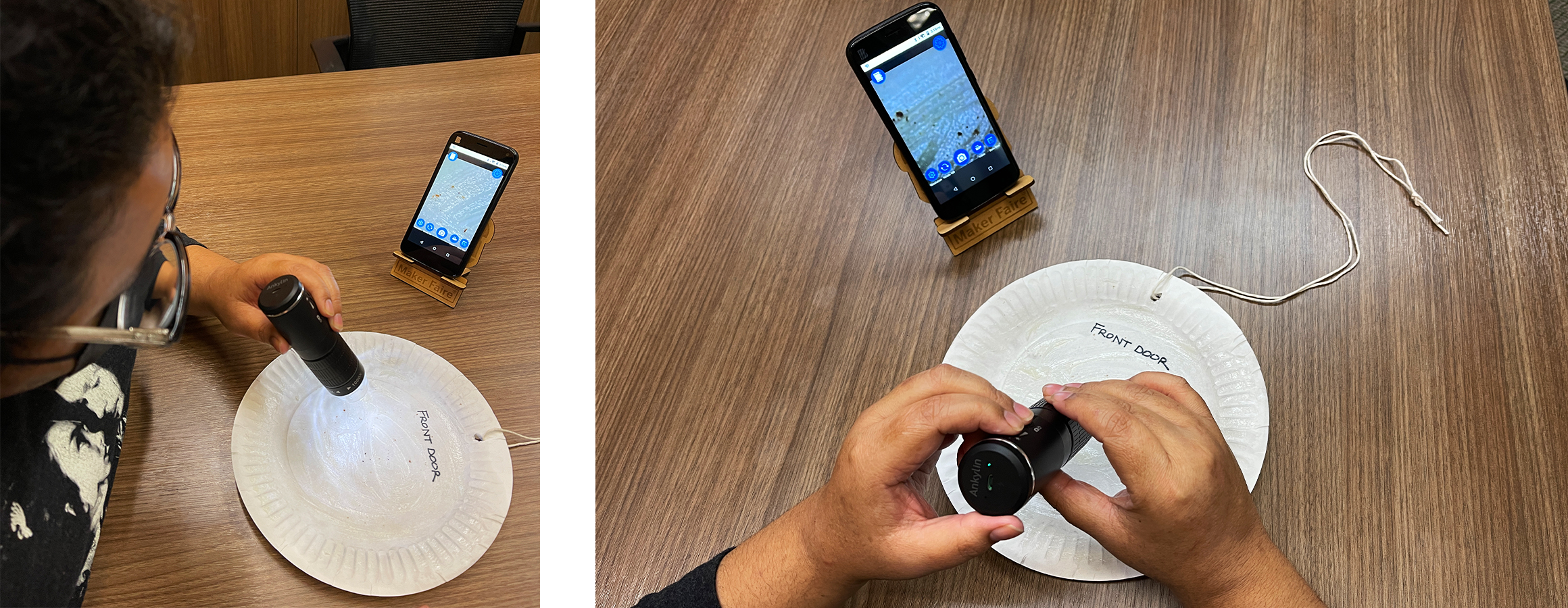 users looking through their digital microscope
