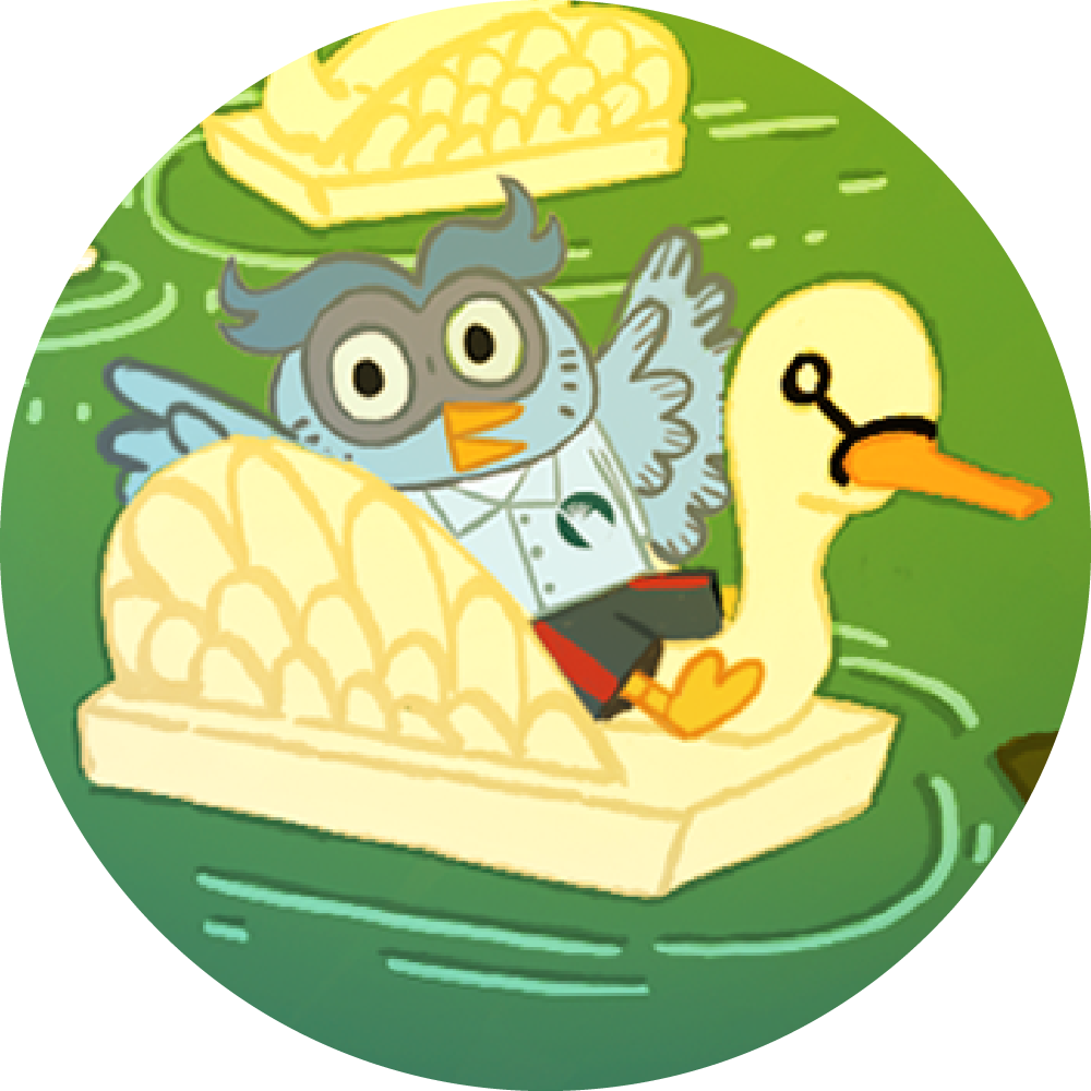 owl on a swan float