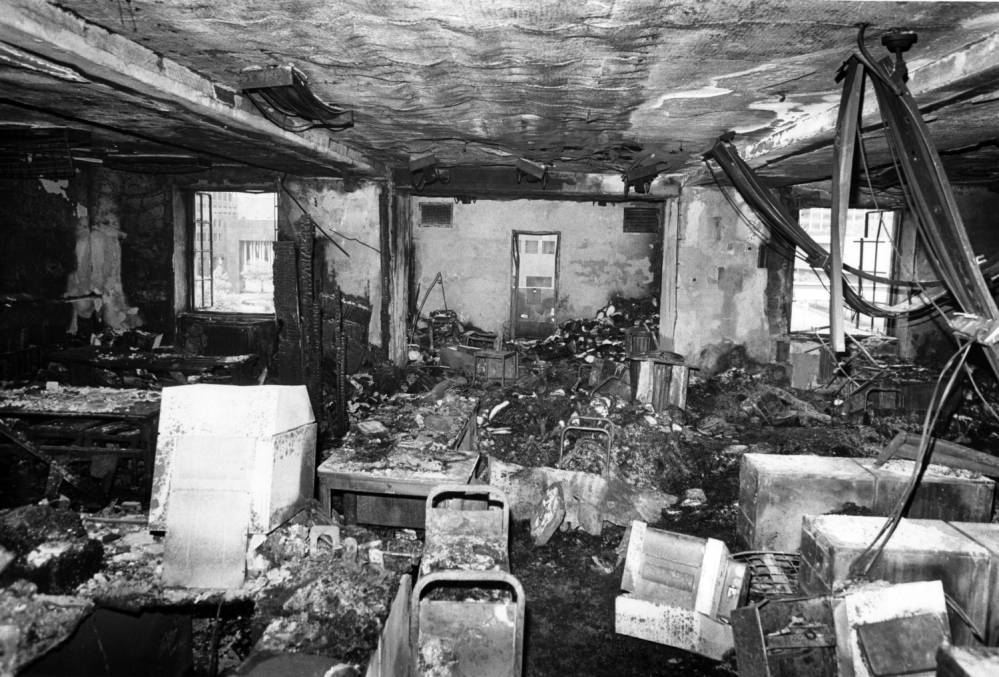 Burned interior of the Patents Room