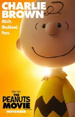 A cartoon boy with a yellow short looks directly at the camera. Movie poster. 