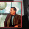 Sean Connery with Ian Fleming on set next to a headshot of Ian Fleming