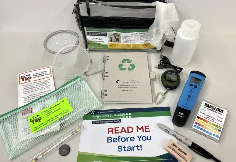 Monitoring Water Quality kit with its content