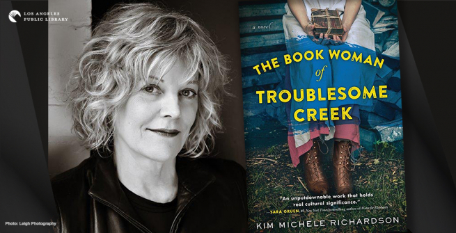 Kim Michele Richardson and her book jacket 