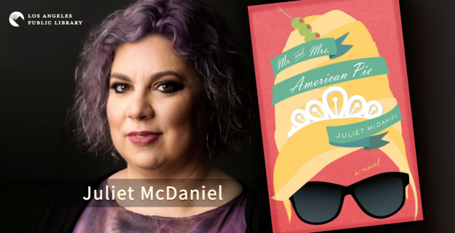 Photo of Juliet McDaniel and her debut novel, Mr. & Mrs. American Pie