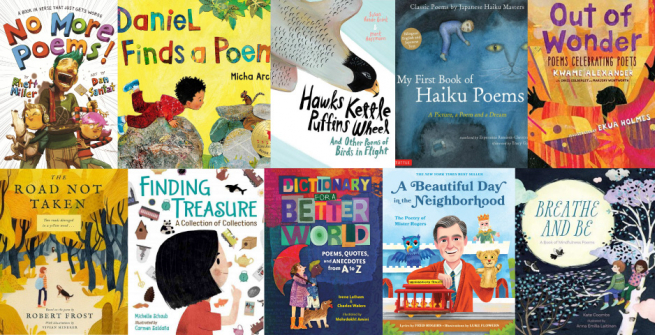 Collage of poetry books for children