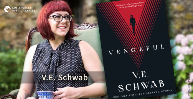 Author V.E. Schwab and her latest book, Vengeful