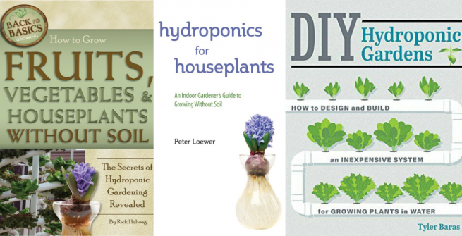 Book covers of recommended hydroponic gardening books