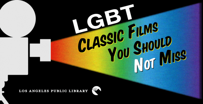 film projector projecting rainbow stream of light with the words lgbt classic films you should not miss