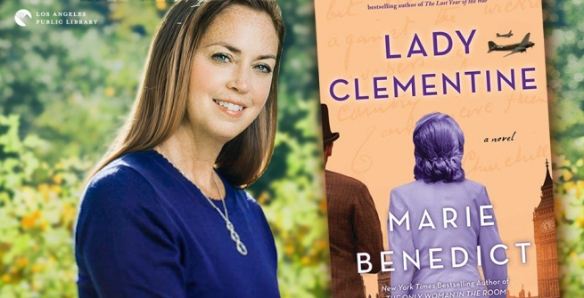 Author Marie Benedict with her latest novel, Lady Clementine