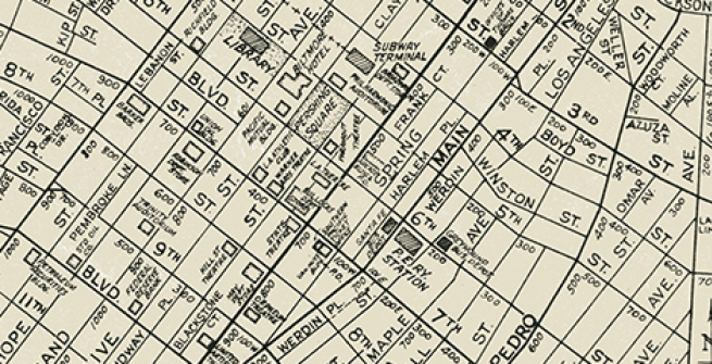 Section of a map of Downtown Los Angeles