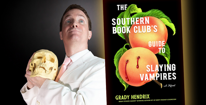 Author Grady Hendrix and his latest book, The Southern Book Club’s Guide to Slaying Vampires