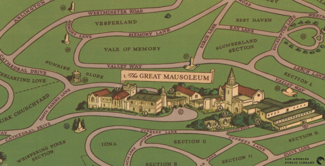 close up view of Forest Lawn Cemetery