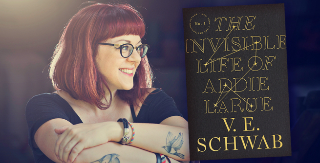 Author Victoria “V. E.” Schwab and her latest book, The Invisible Life of Addie LaRue