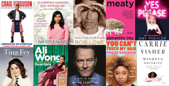 Collage of autobiographical audiobooks