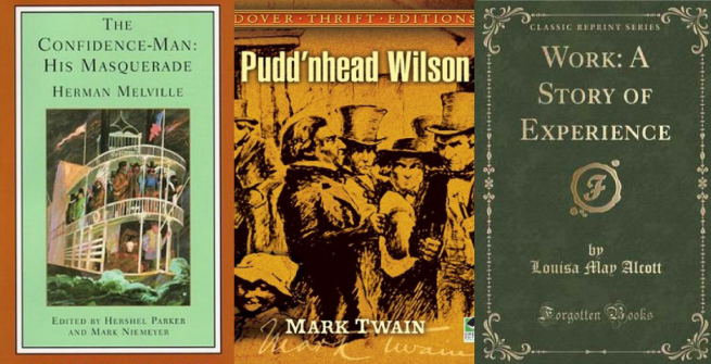 Book covers of other books to read than Huck Finn and Moby Dick