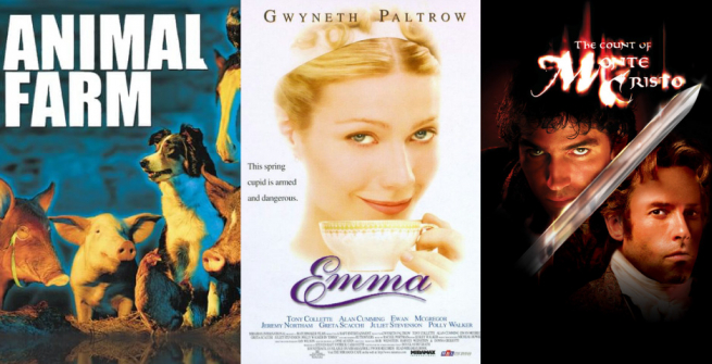 Collage of films adapted from classic books