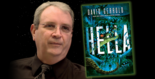Author David Gerrold and his latest book, Hella