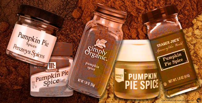 pumpkin spice bottles on a spice blend background