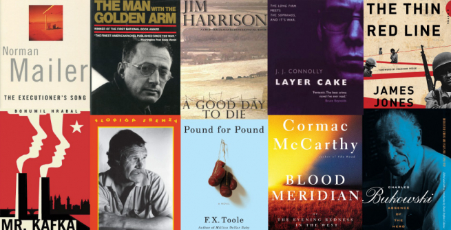 Collage of tough guy books