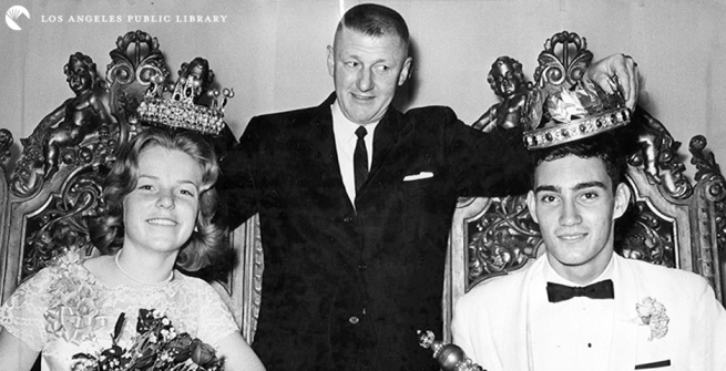 Teens crowned prom king and queen, 1961